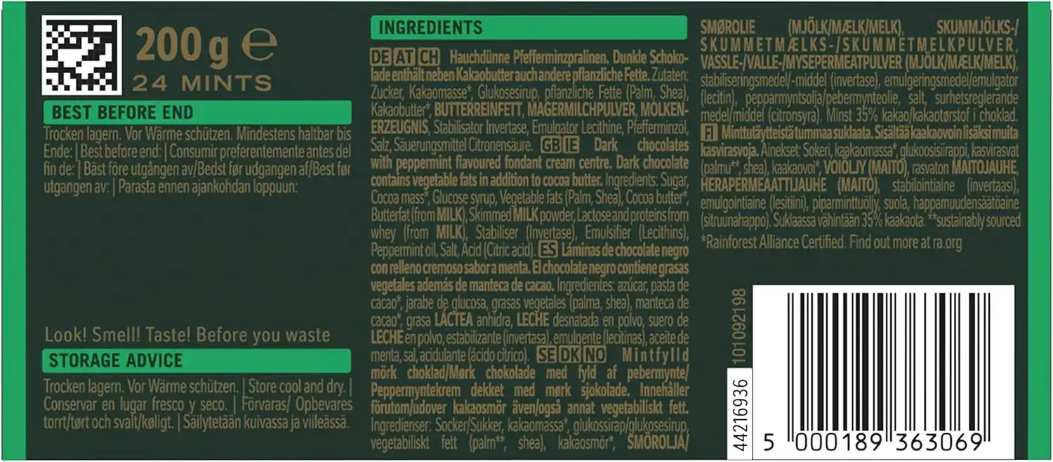 12x Nestlé After Eight Cioccolatini Menta 200g Fondenti Sottiletta Gourmet