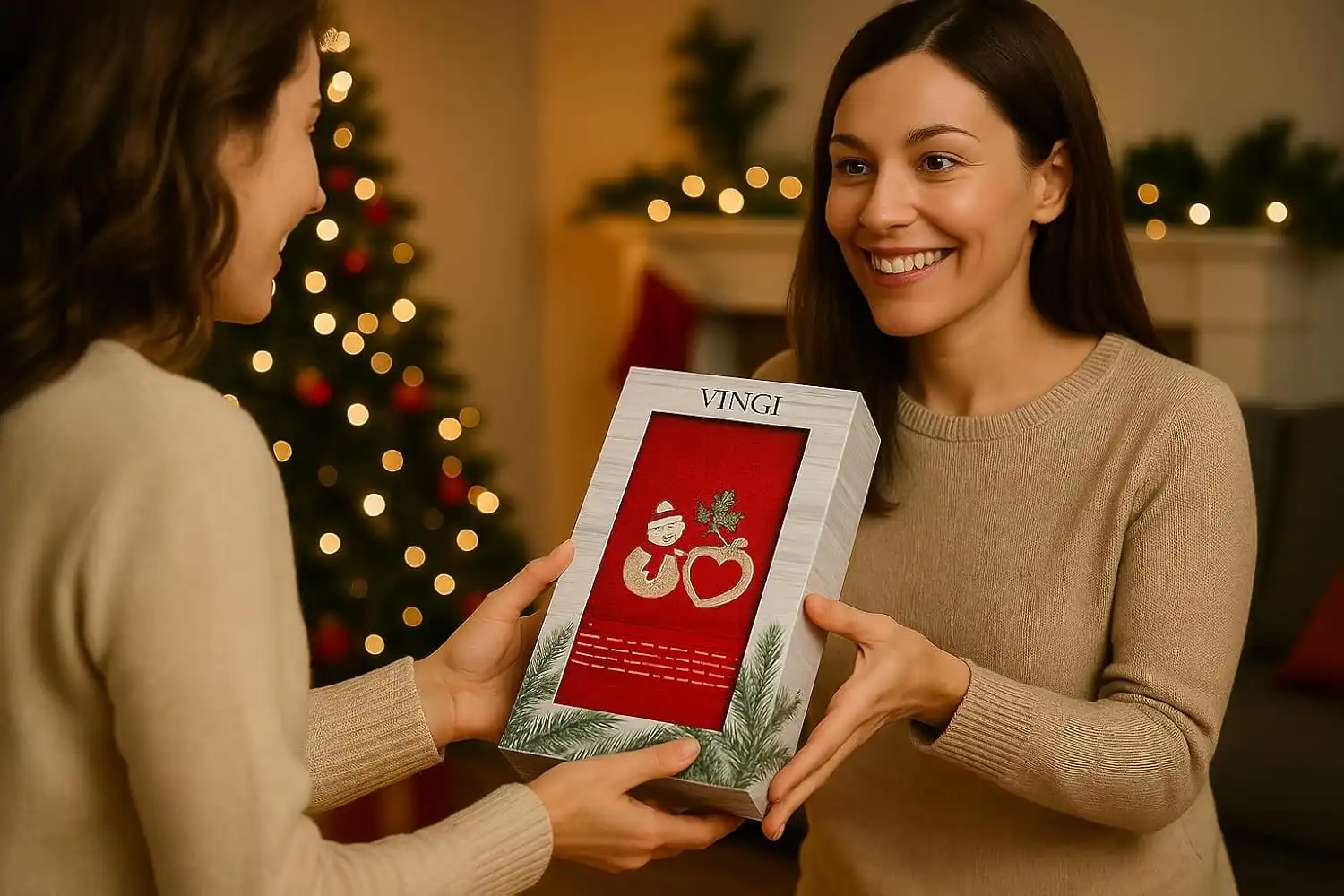 Set Asciugamani Natalizi 2 Pezzi Spugna Rosso Ricamo Campanelle Agrifoglio