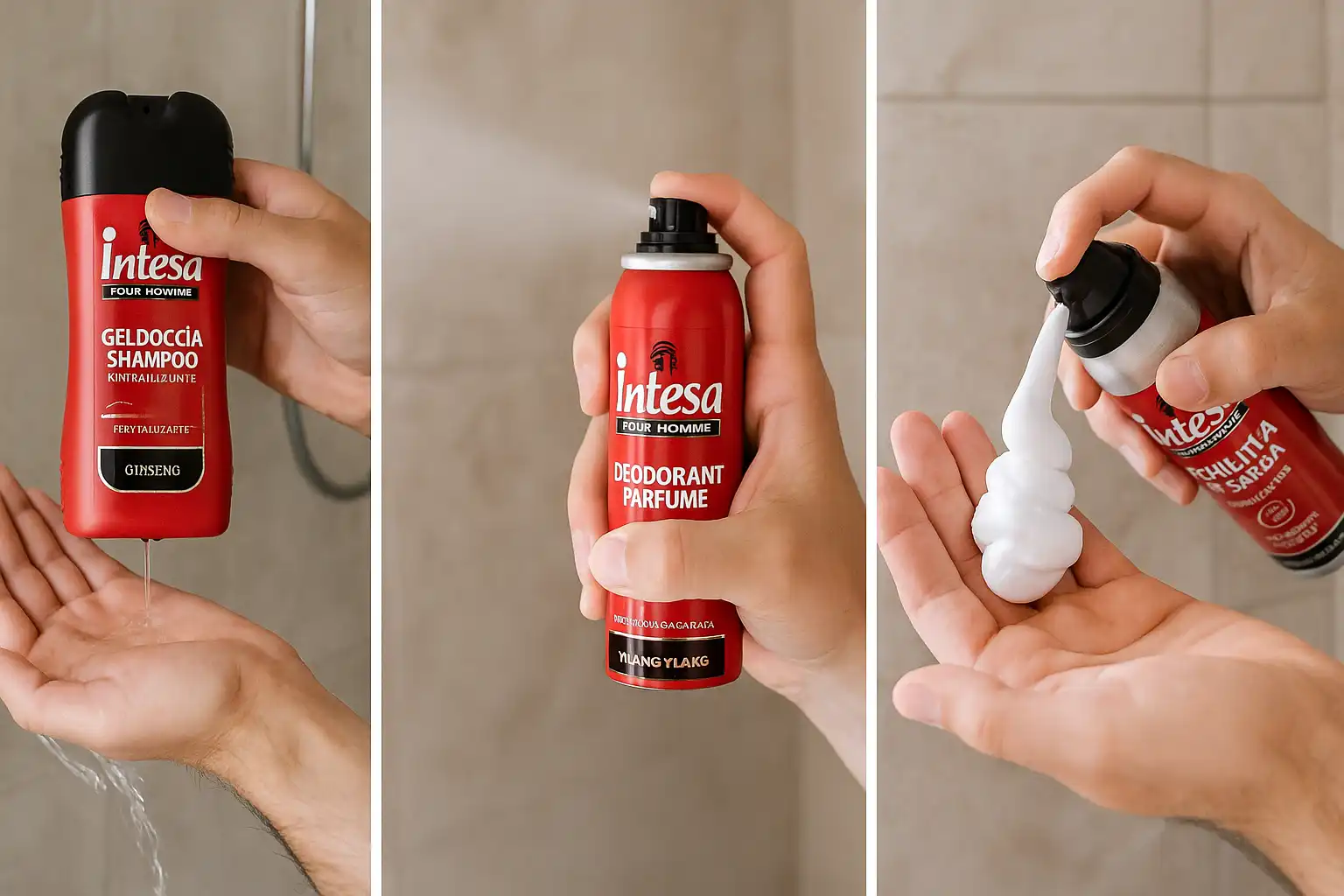 Intesa Pour Homme Extreme Uomo Gel Doccia Shampoo Deodorante Schiuma da Barba