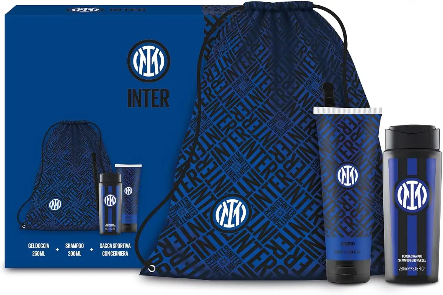 Doccia Shampoo 250ml Shampoo Tubo 200ml Sacca Sportiva Prodotto FC Inter