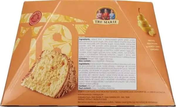 Tre Marie Panettone Caramel Doré Con Pere Williams E Cioccolato 900g