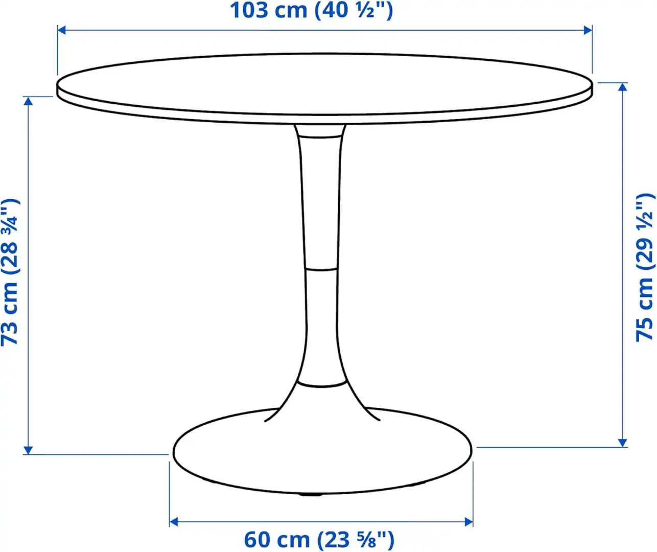 Ikea Docksta Tavolo Rotondo 103 Cm Bianco Design Moderno Stabile Elegante