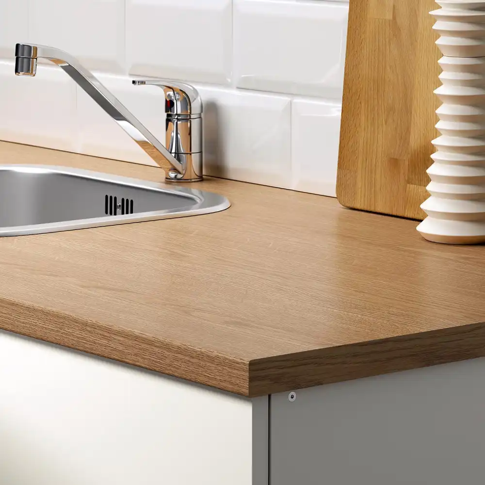 IKEA KNOXHULT Mobile Cucina 120cm Bianco 2 Ante Cassetto Piano Lavoro Rovere Top
