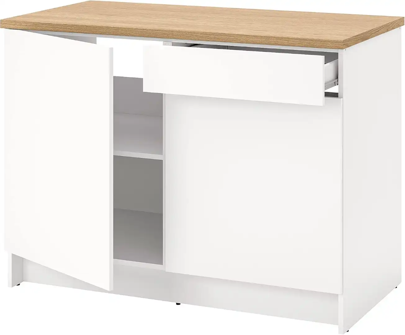 IKEA KNOXHULT Mobile Cucina 120cm Bianco 2 Ante Cassetto Piano Lavoro Rovere Top