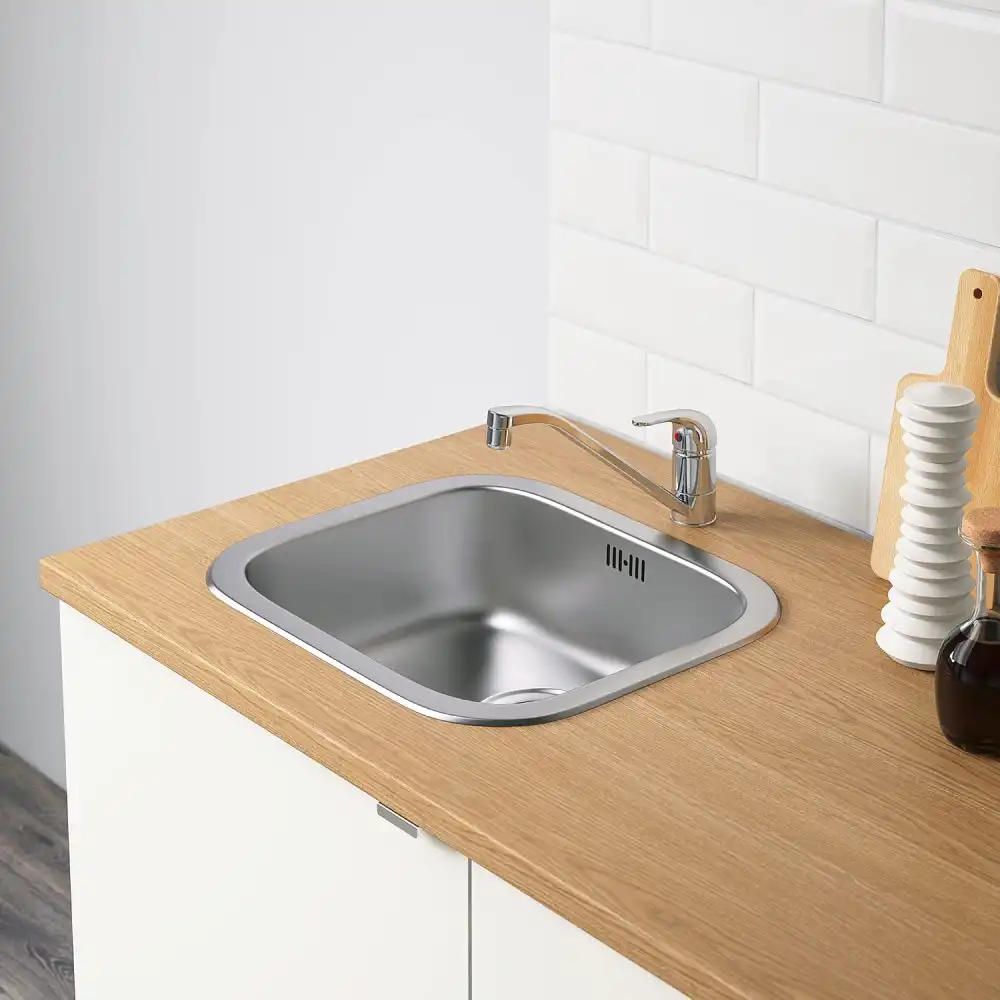 IKEA KNOXHULT Mobile Cucina 120cm Bianco 2 Ante Cassetto Piano Lavoro Rovere Top