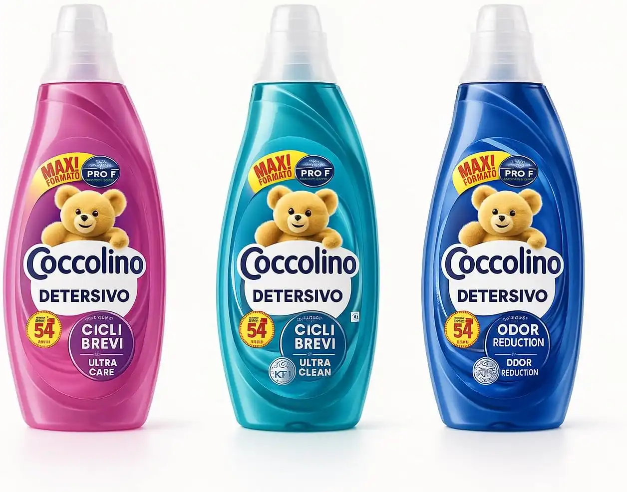3 Coccolino Detersivo 54 Lavaggi Ultra Clean Care Odor Protection Set Lavatrice