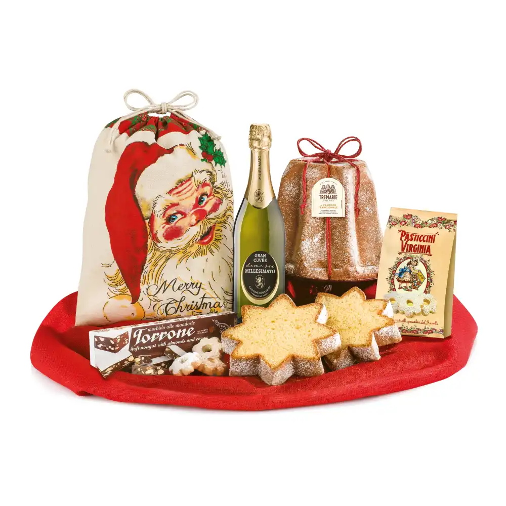 Sacco Merry Christmas con Pandoro Classico Spumante Dolcezze Natalizie