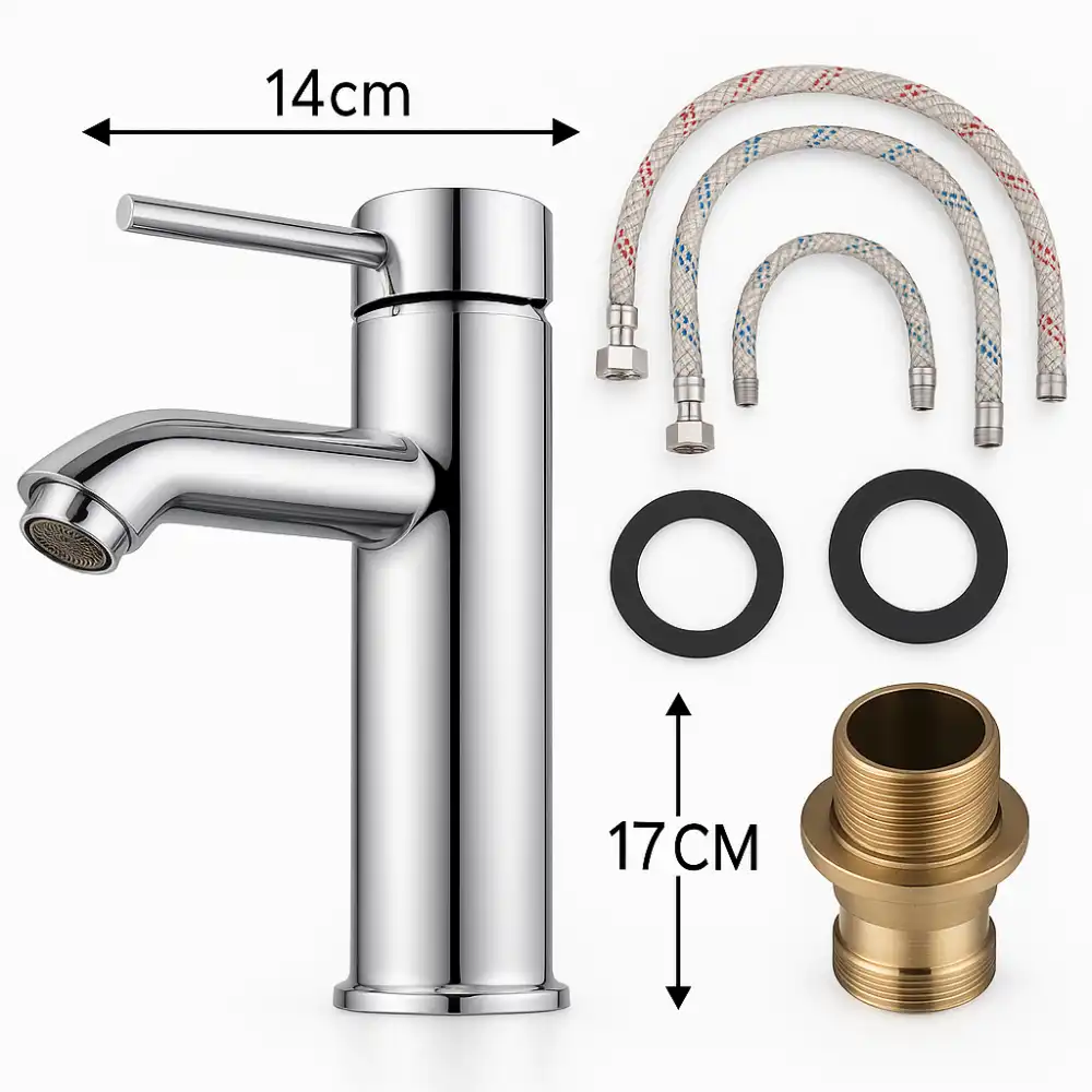 Rubinetto Miscelatore Lavabo Lavandino Bidet Bagno Cromato Altezza 17 cm