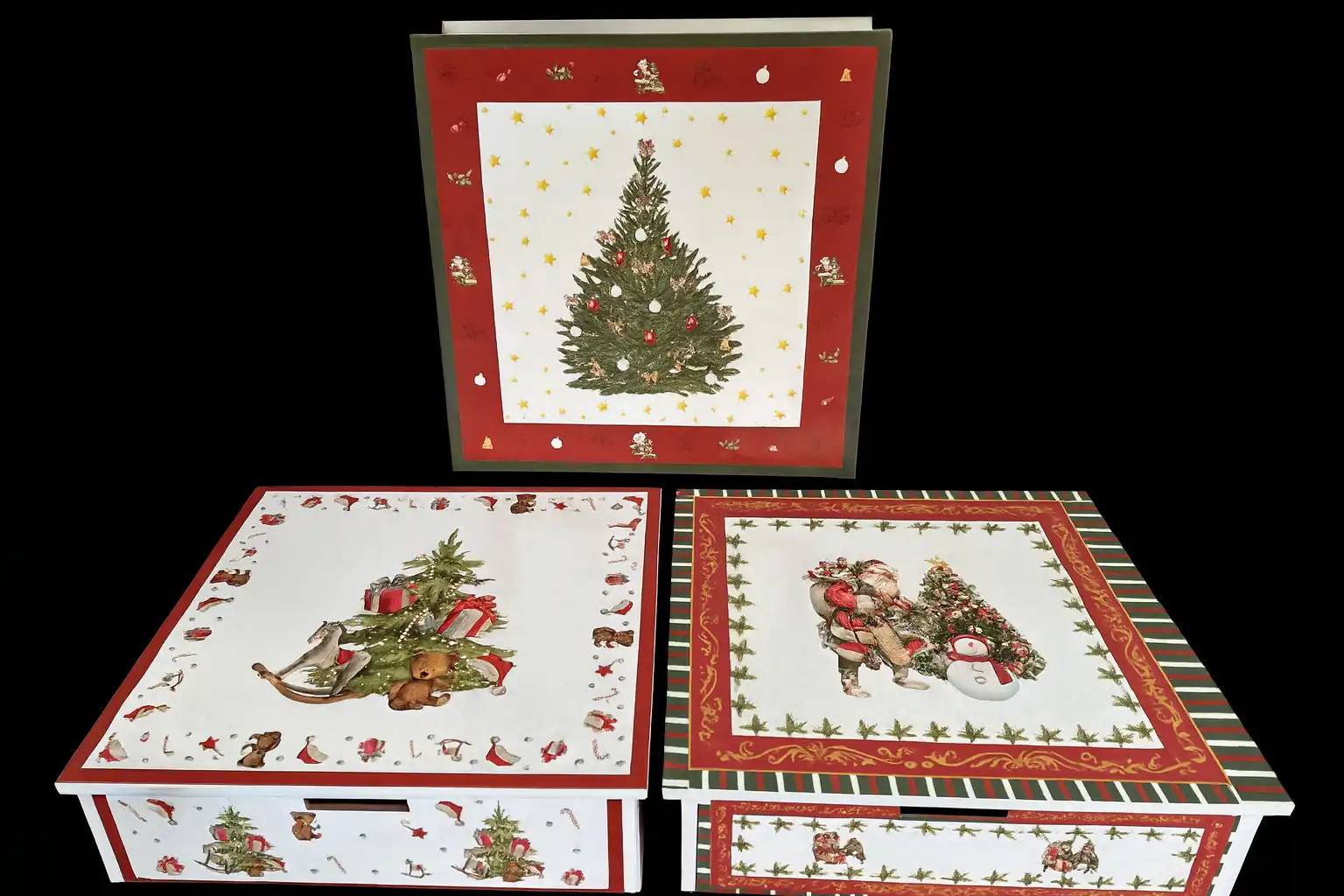 Cassetto Portacapsule Decorazione Natalizia 33x33x11 cm Cassettiera Caffè