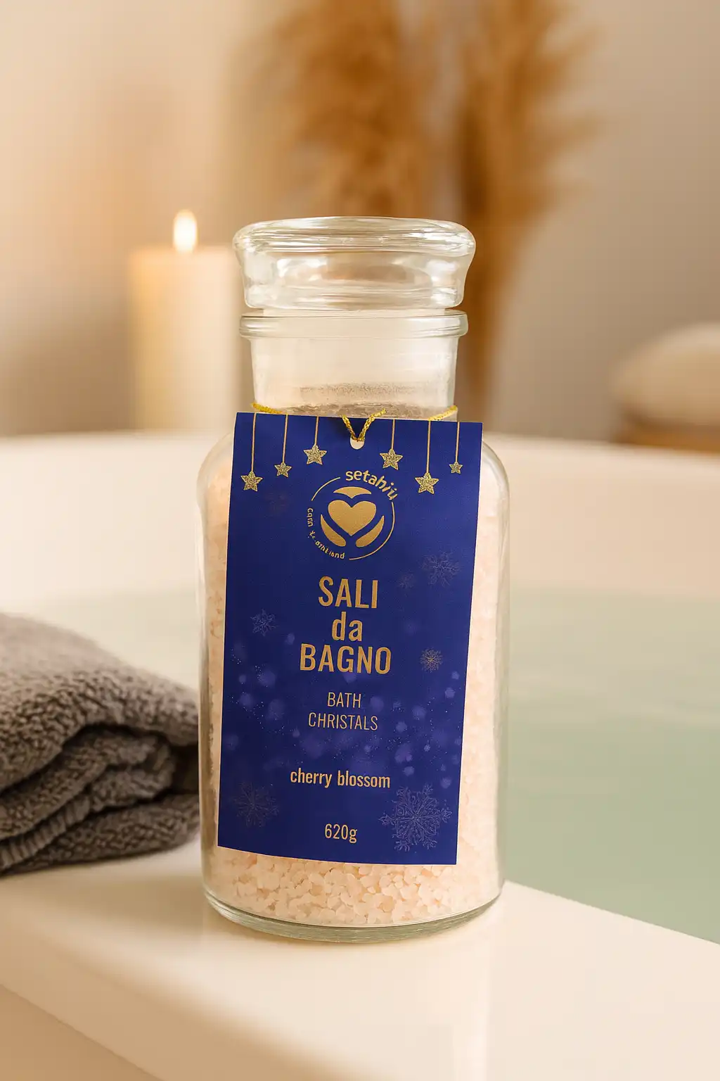 6 Pezzi Setablu Sali da Bagno Cherry Blossom 630g Eleganti Barattoli in Vetro