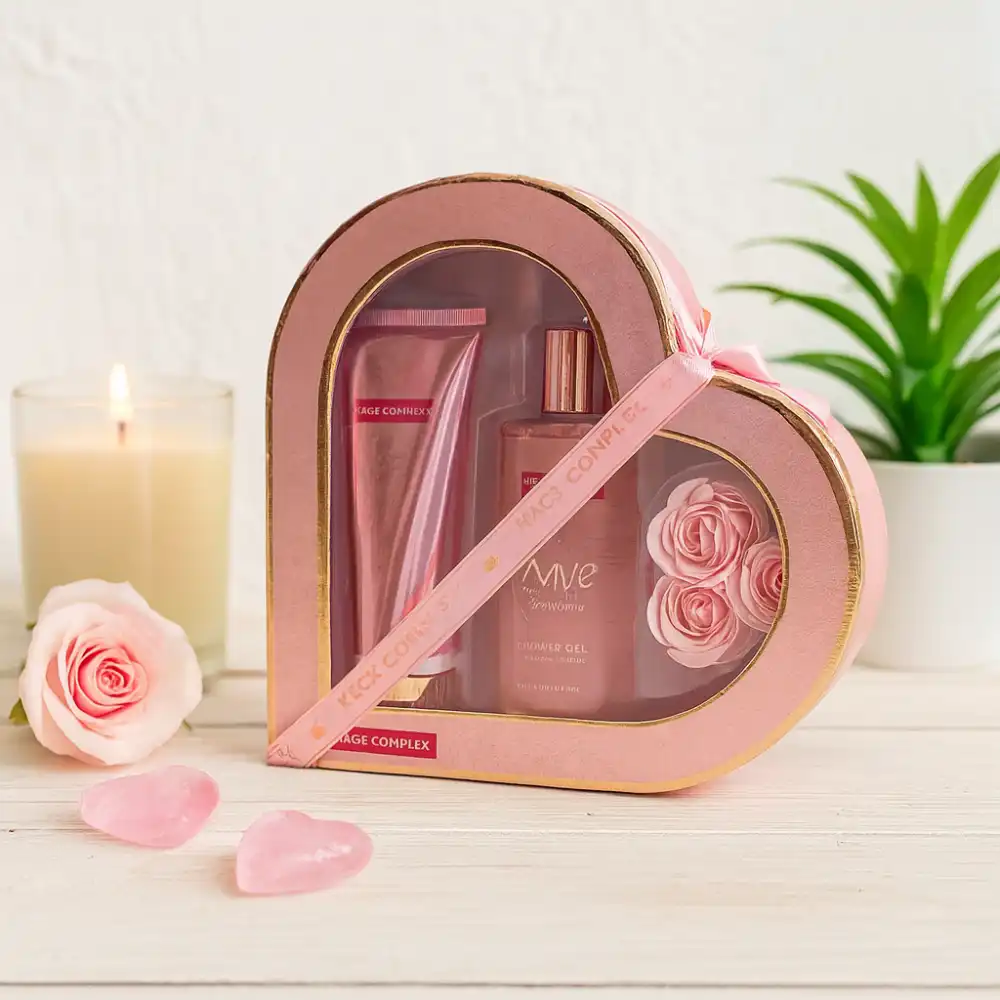 Set Regalo Beauty Cuore Gel Doccia 300ml Lozione Corpo 120ml + Confetti Bagno