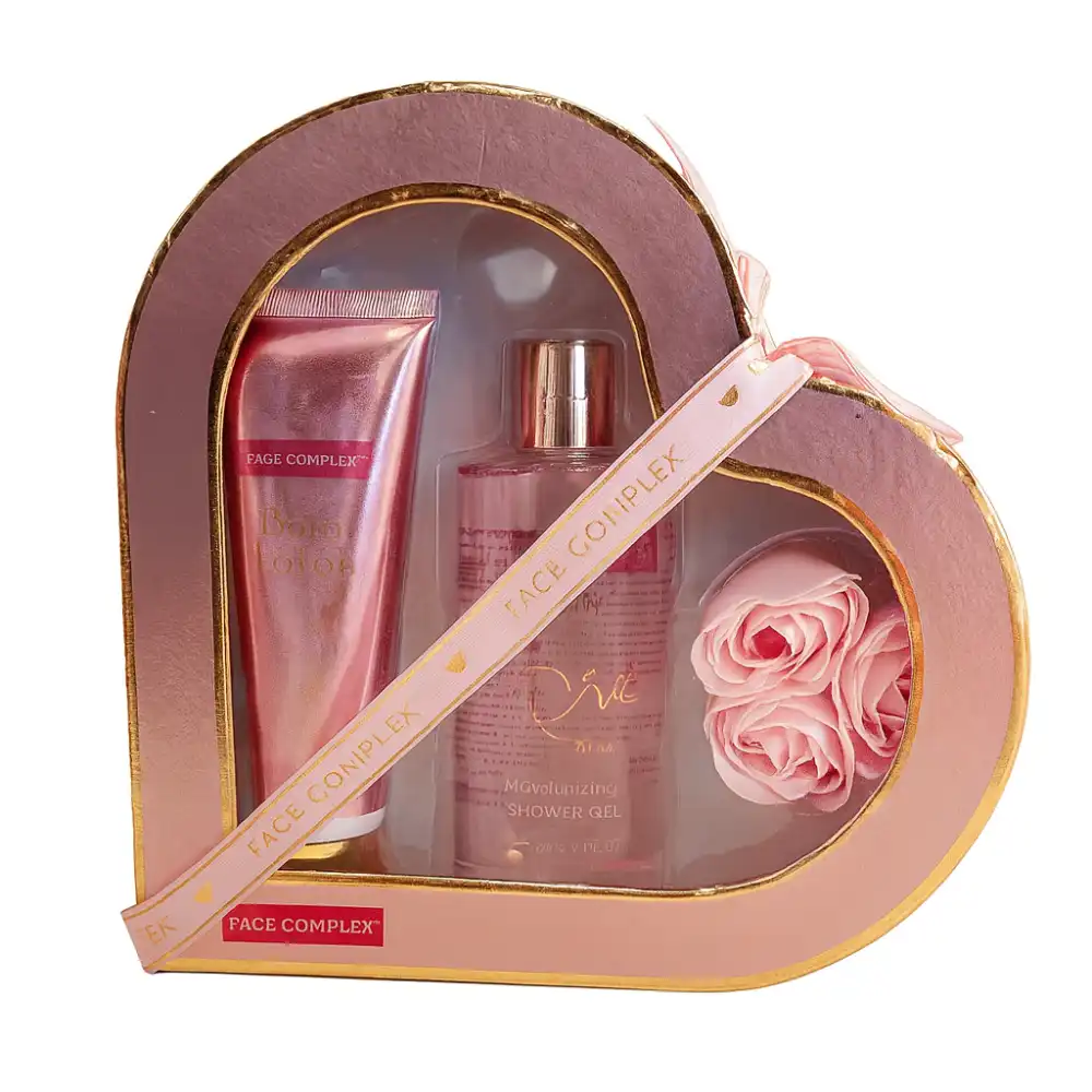 Set Regalo Beauty Cuore Gel Doccia 300ml Lozione Corpo 120ml + Confetti Bagno