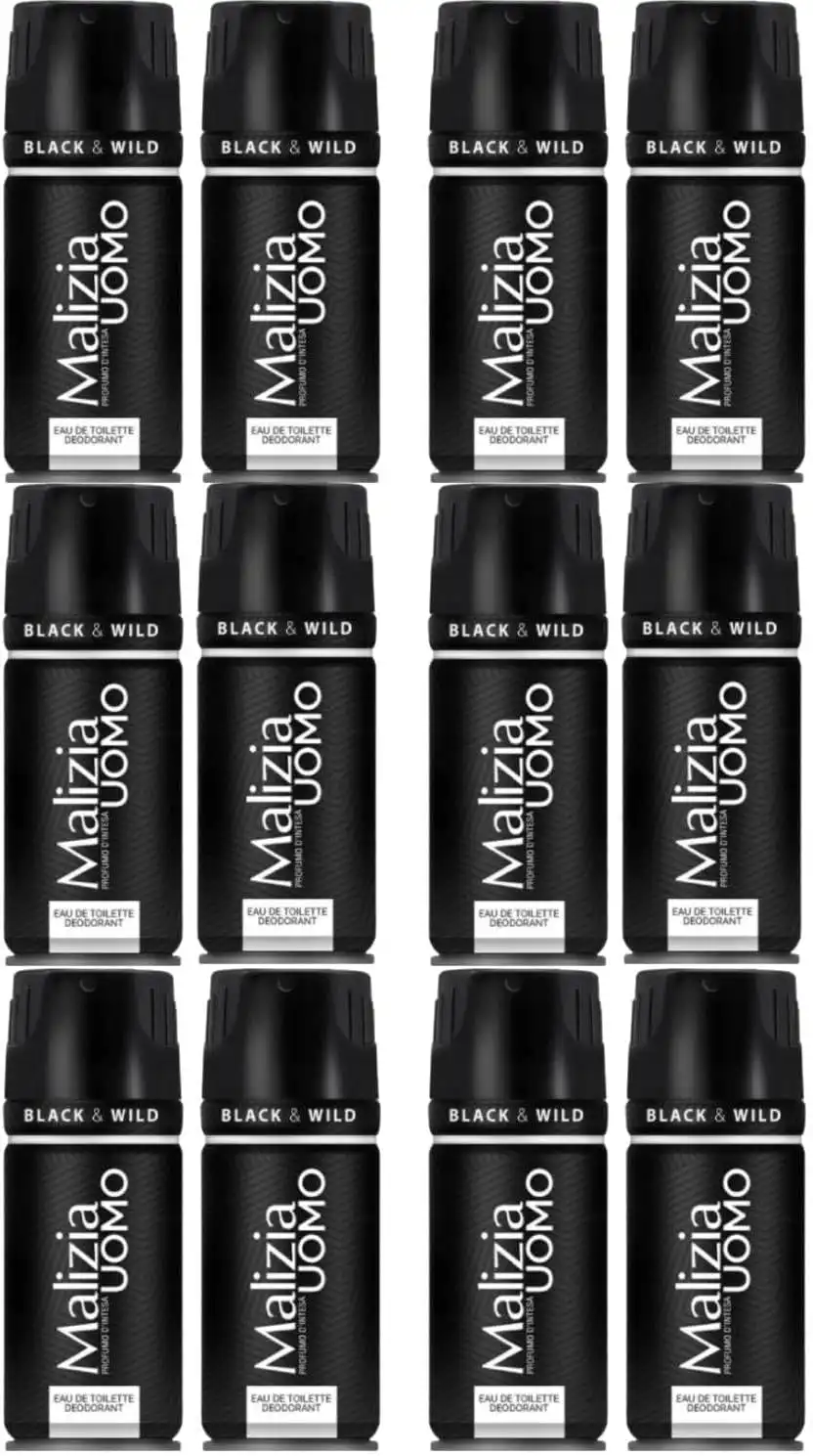 Malizia Uomo Black & Wild Deodorante Spray 150ml 12 Pezzi Profumo Intenso