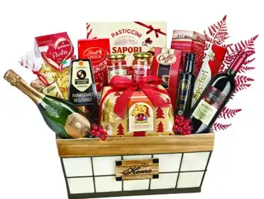 Regalidea Cesto Foscolo 18 Pezzi Cesto Natale Gourmet Dolci Salumi Vini