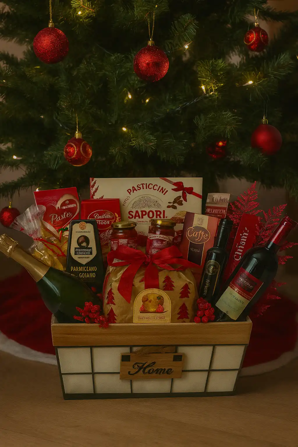 Regalidea Cesto Foscolo 18 Pezzi Cesto Natale Gourmet Dolci Salumi Vini