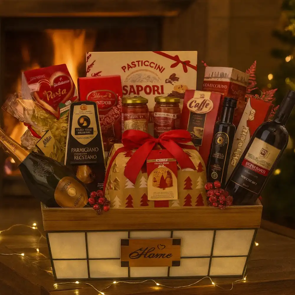 Regalidea Cesto Foscolo 18 Pezzi Cesto Natale Gourmet Dolci Salumi Vini