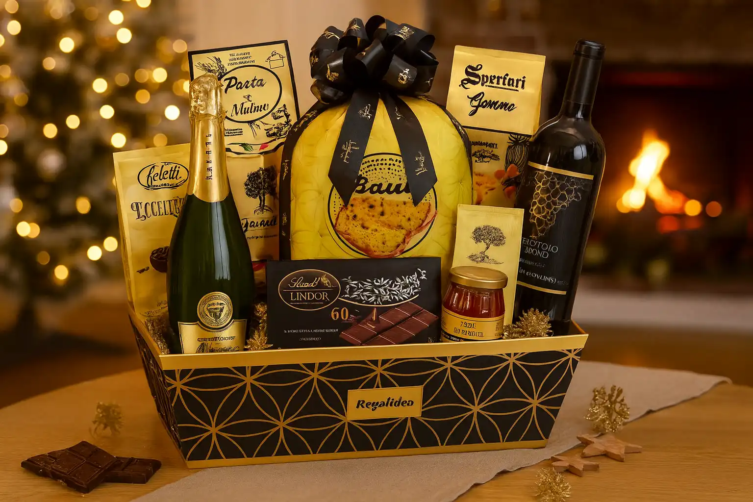 Regalidea Cesto Prezioso 11 Pezzi Cesto Natale Gourmet Dolci Salati Vini