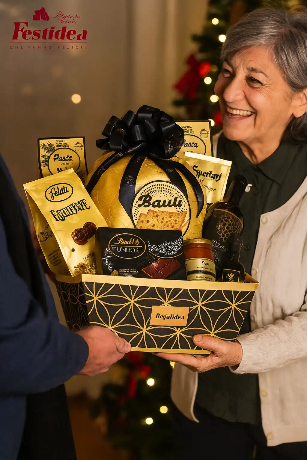 Regalidea Cesto Prezioso 11 Pezzi Cesto Natale Gourmet Dolci Salati Vini