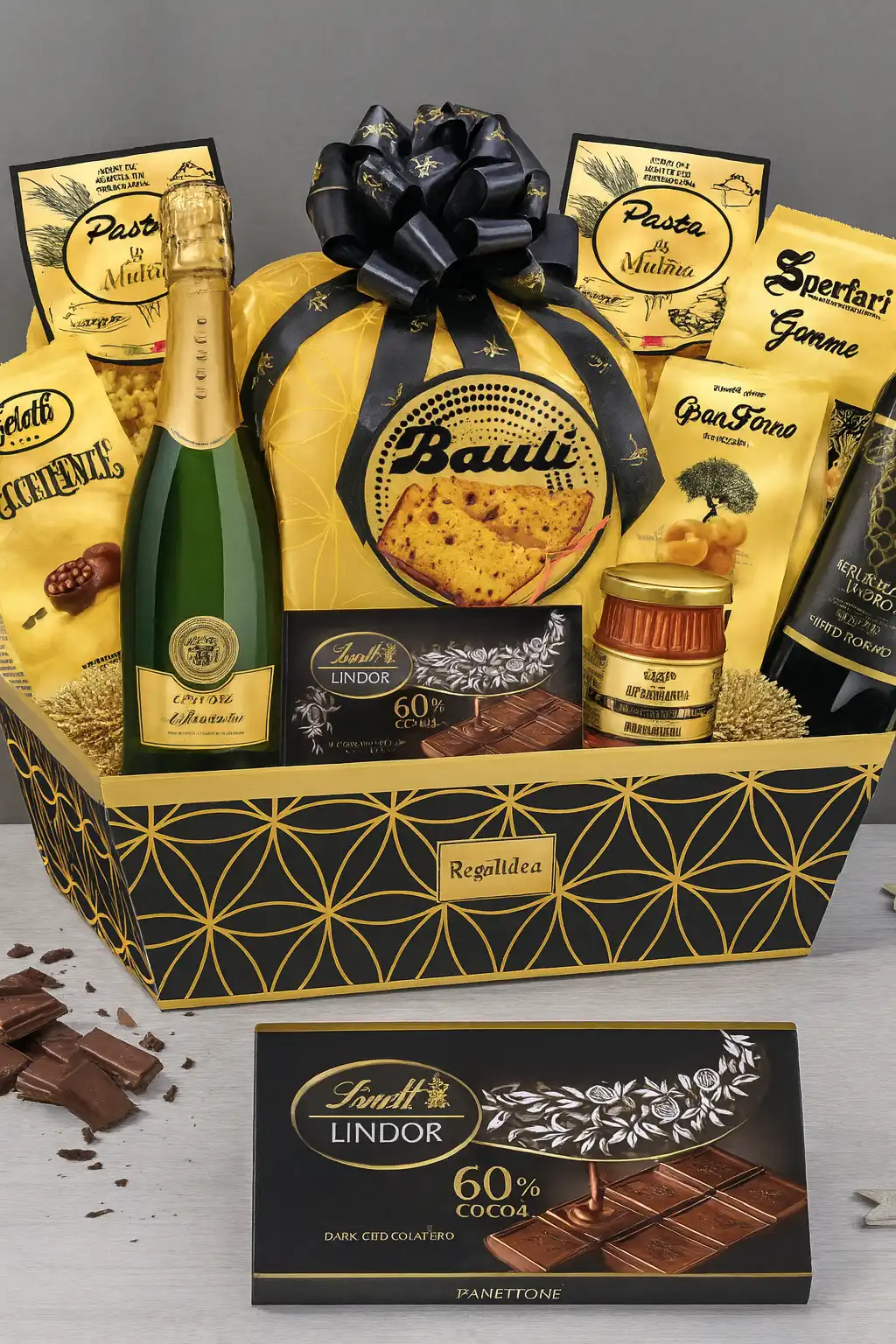 Regalidea Cesto Prezioso 11 Pezzi Cesto Natale Gourmet Dolci Salati Vini