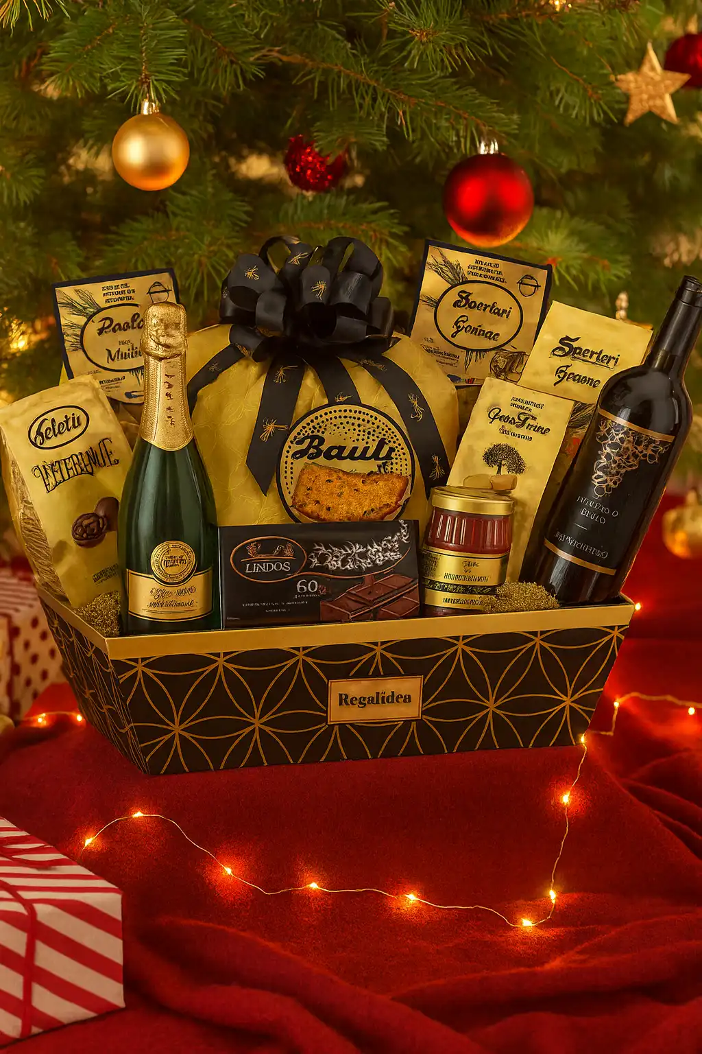Regalidea Cesto Prezioso 11 Pezzi Cesto Natale Gourmet Dolci Salati Vini