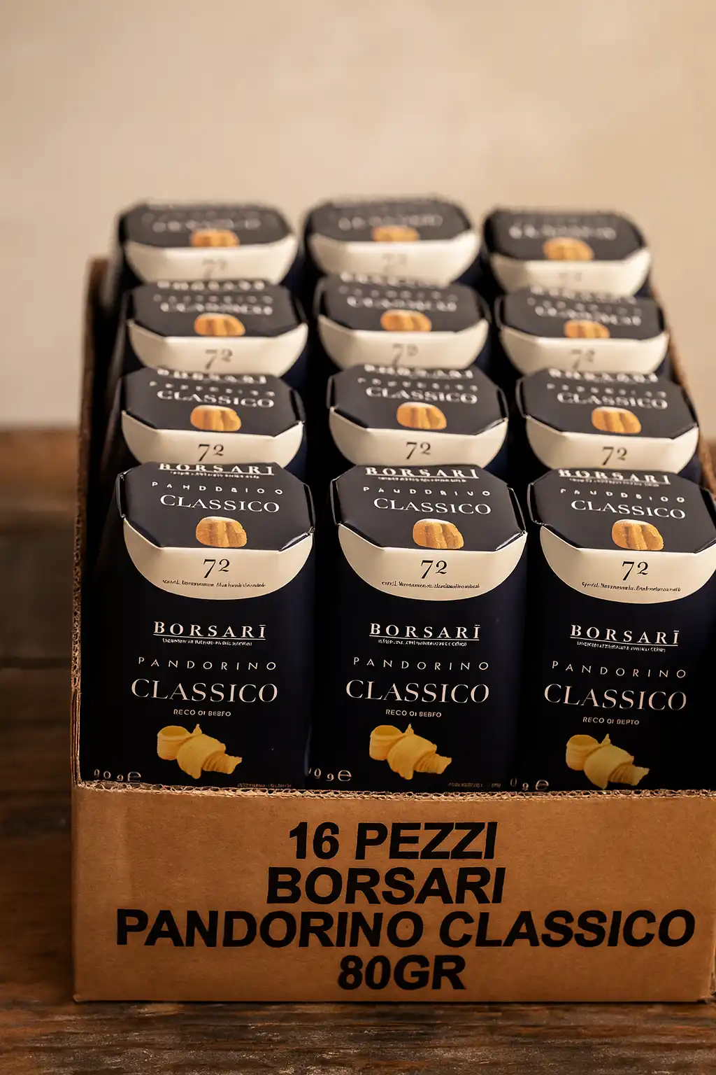 16 Pezzi Borsari Pandorino Classico 80g Mini Pandoro Soffice Ricco di Burro