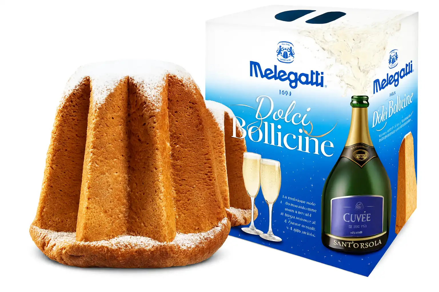 Melegatti Valigetta Pandoro con Bottiglia Spumante Confezione Regalo Natale