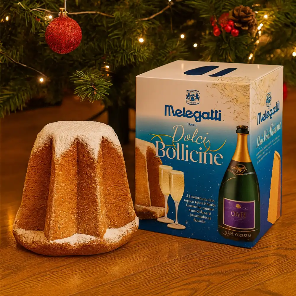 Melegatti Valigetta Pandoro con Bottiglia Spumante Confezione Regalo Natale