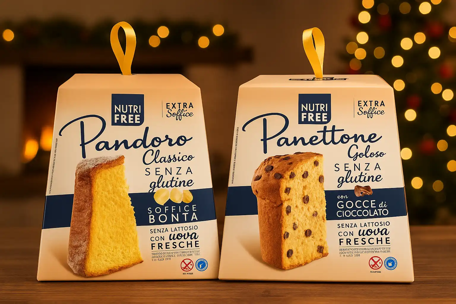 Nutri Free Pandoro 600g + Panettone 600g Senza Glutine e Lattosio Extra Soffici
