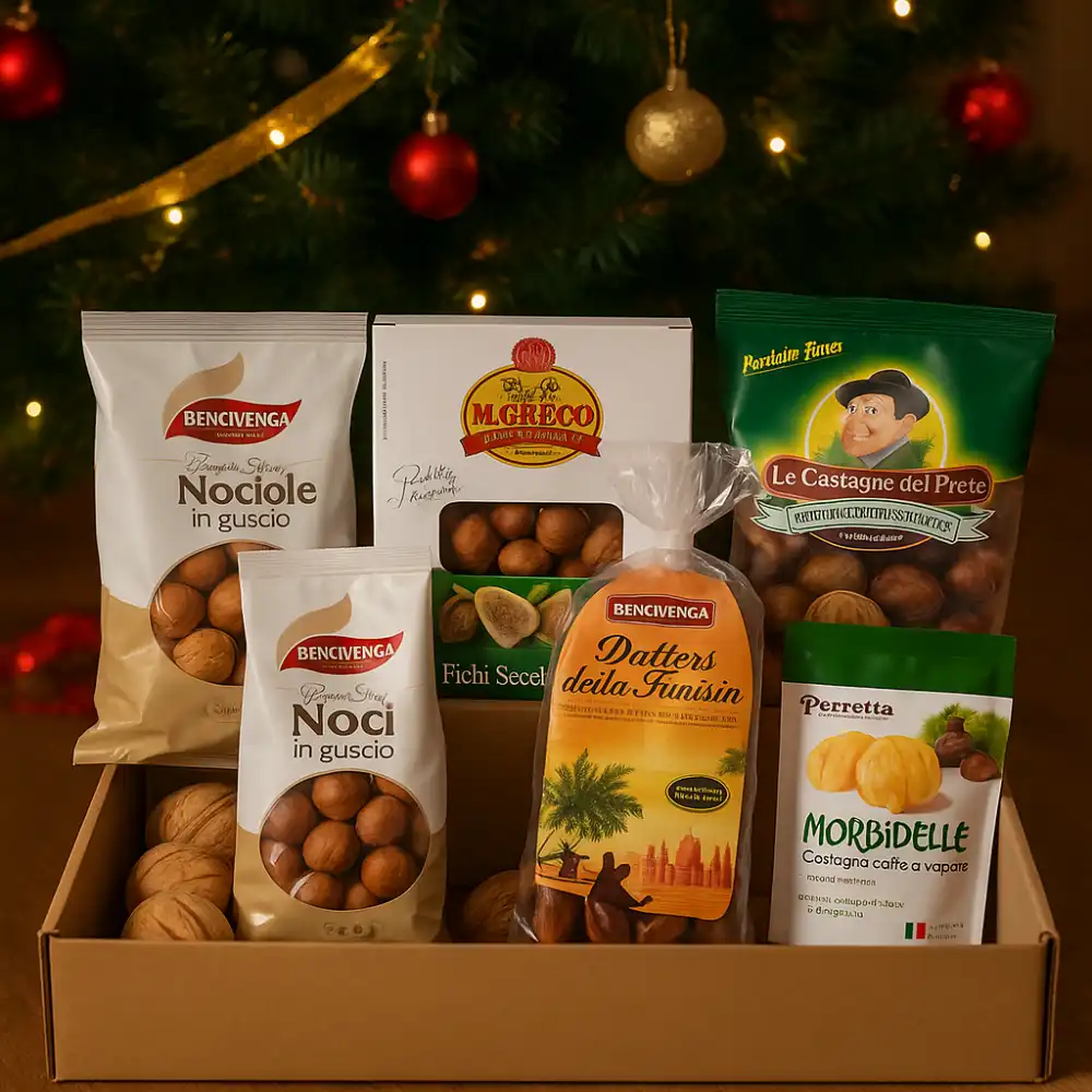 Selezione Frutta Secca Datteri Fichi Secchi Noci Nocciole Castagne del Prete