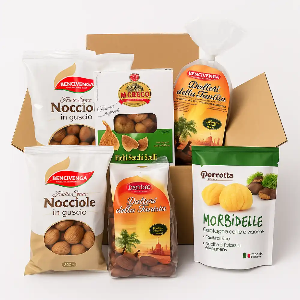 Selezione Frutta Secca Datteri Fichi Secchi Noci Nocciole Castagne del Prete