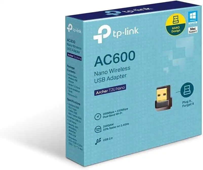 TP-Link Archer T2U Nano Adattatore USB WiFi Dual Band 600Mbps Per PC E Mac