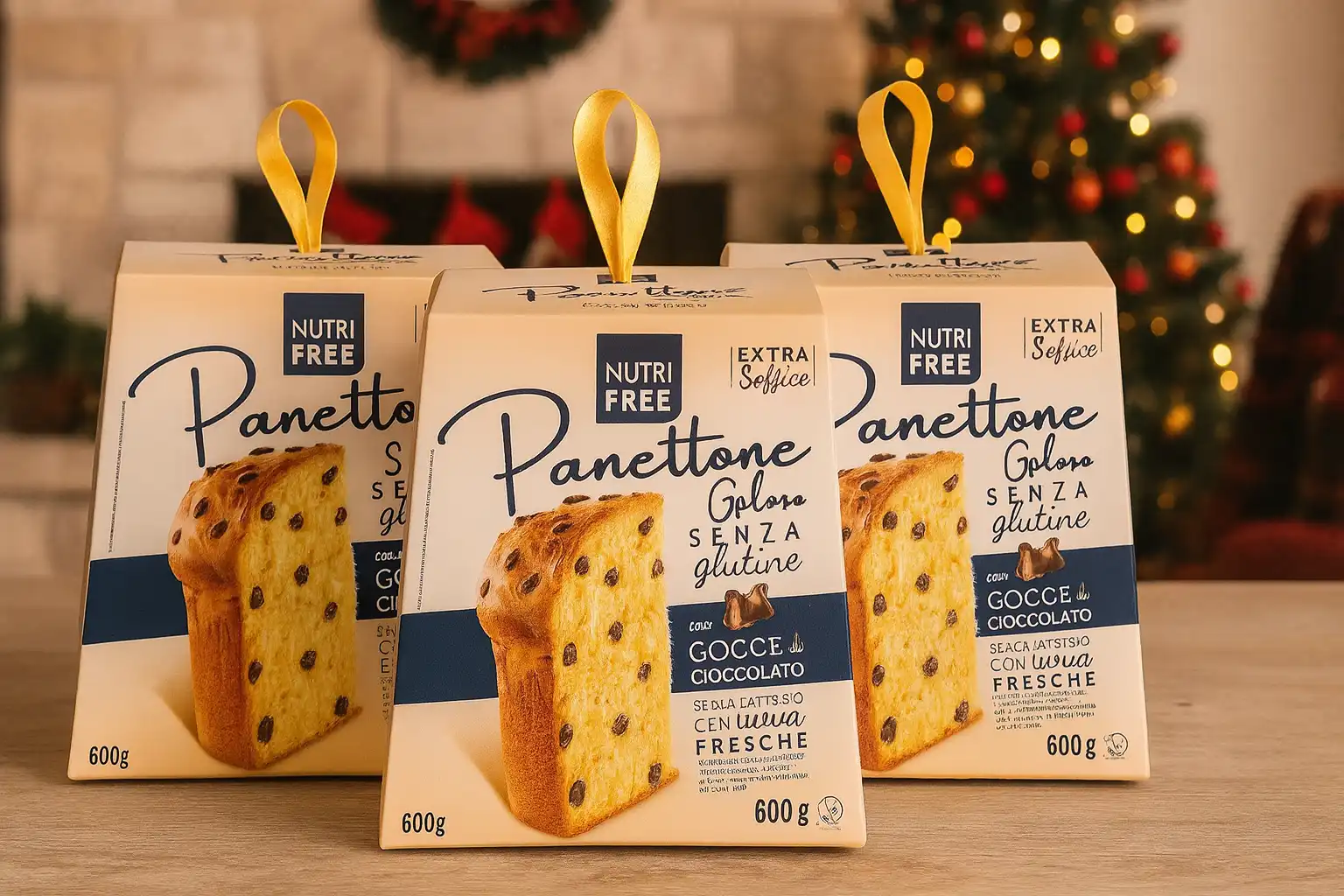 3 Pezzi Panettone Nutri Free 600G Senza Glutine Senza Lattosio Con Gocce Choco