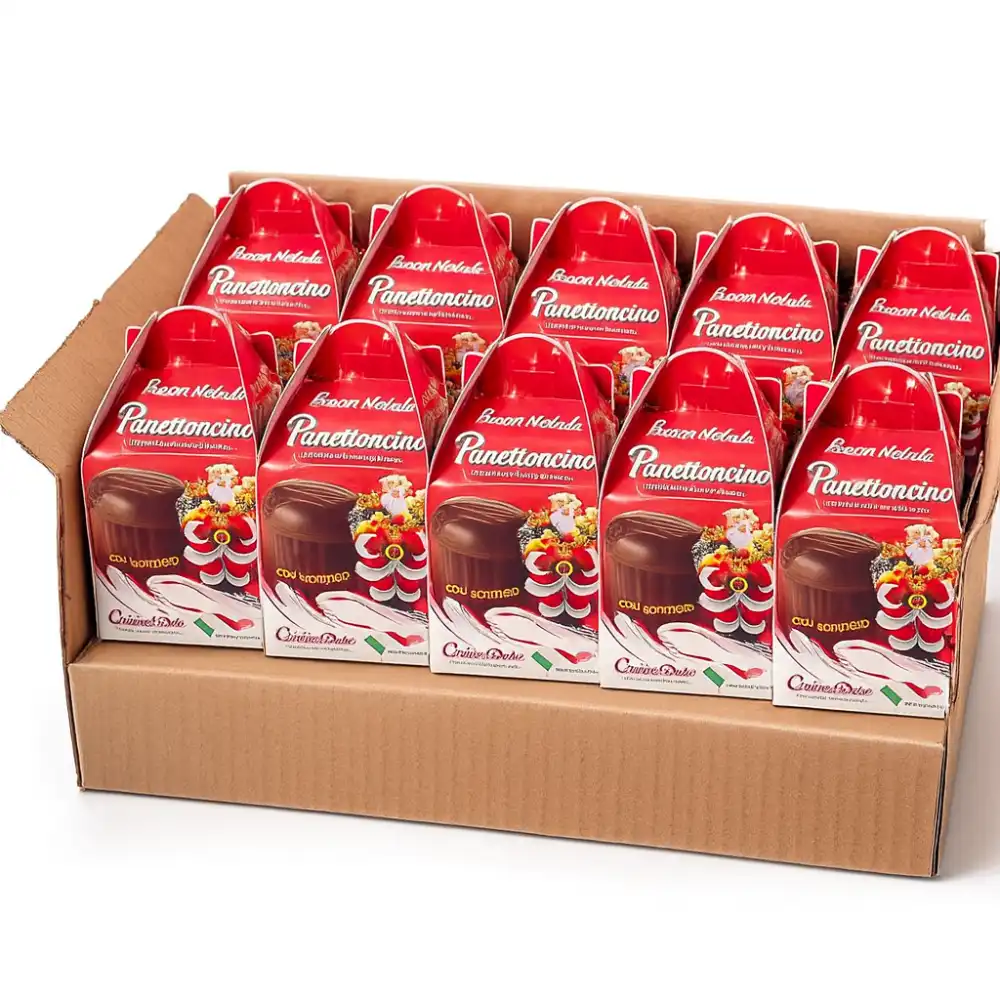 12 Pezzi Panettoncino Cioccolato 80G Con Sorpresa Astuccio Natale Festa Bimbi