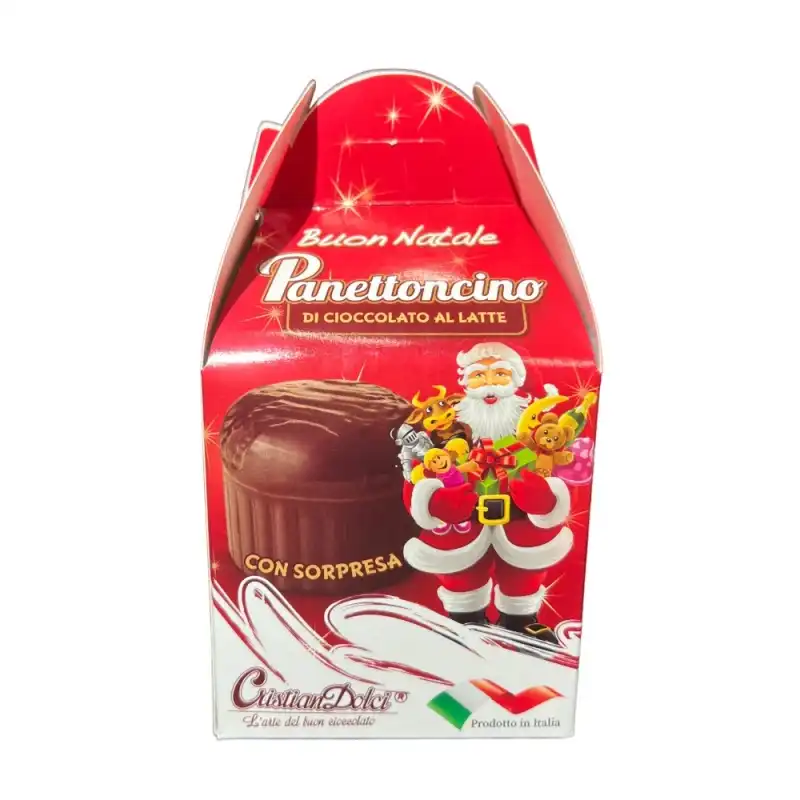 12 Pezzi Panettoncino Cioccolato 80G Con Sorpresa Astuccio Natale Festa Bimbi
