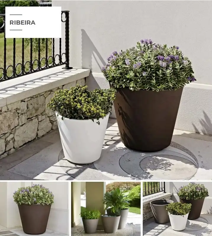 Vaso Fioriera Ribeira Essential 40 Antracite Sabbiato 38x21,5xh35cm in Plastica
