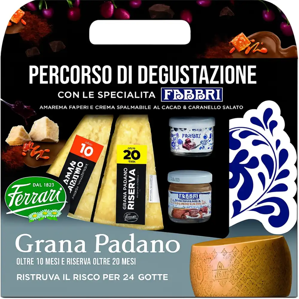 Confezione Grana Padano 10/20 Mesi 400g con Confetture Fabbri Ferrari
