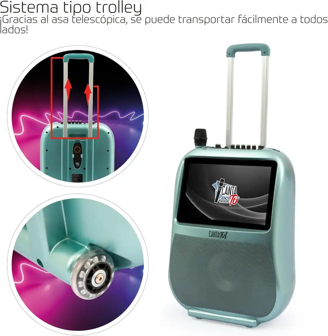 Canta Tu Karaoke Pro 2023 Verde Con Display Touch Wi-Fi E Microfono Wireless