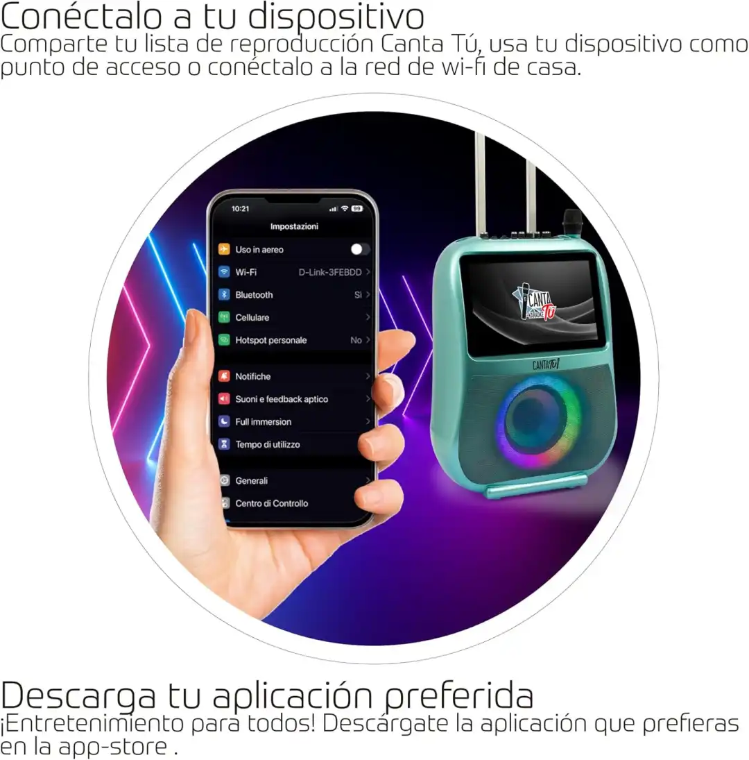 Canta Tu Karaoke Pro 2023 Verde Con Display Touch Wi-Fi E Microfono Wireless