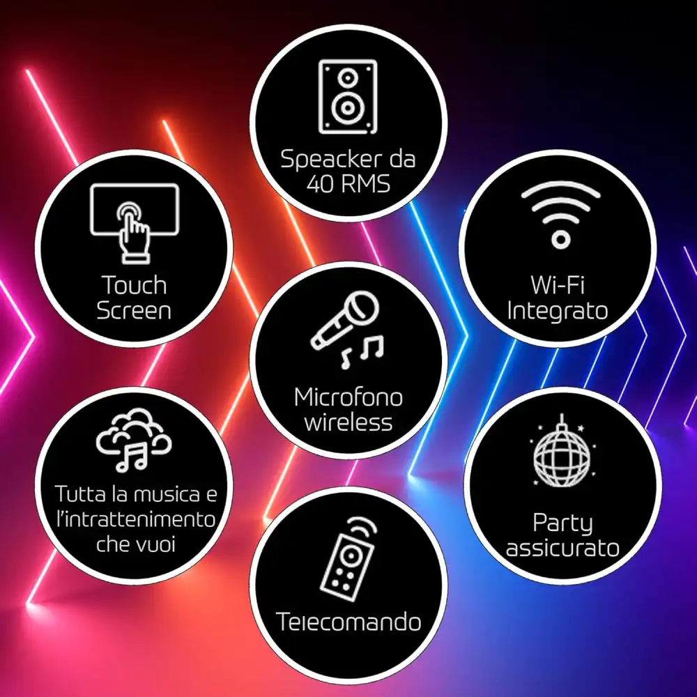 Canta Tu Karaoke Pro 2023 Argento Con Display Touch Wi-Fi Microfono Wireless