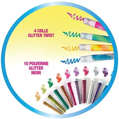 Laboratorio Glitter Mania Pennarelli e 1000 Accessori per Creare Disegni