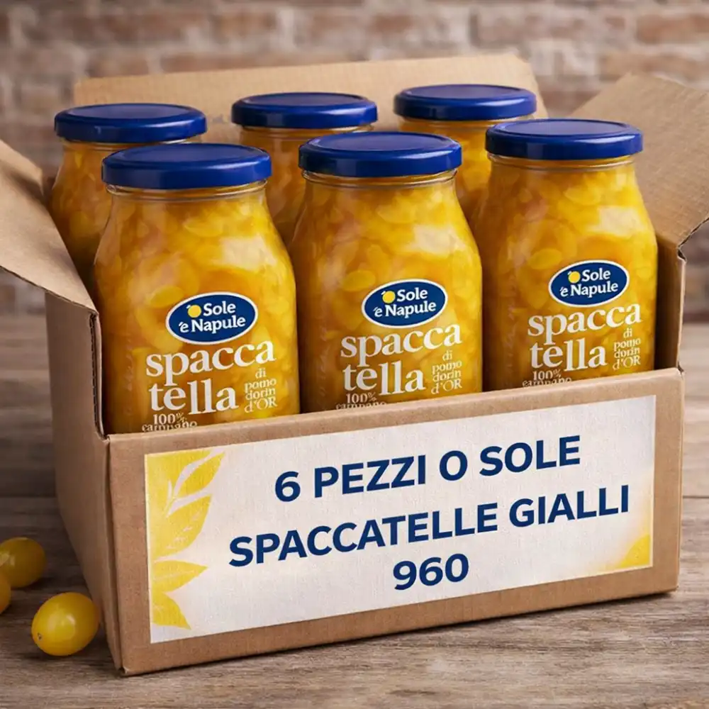 6 Pezzi Spaccatelle Pomodorini Gialli Campani al Naturale 960g x6 Vaso Premium
