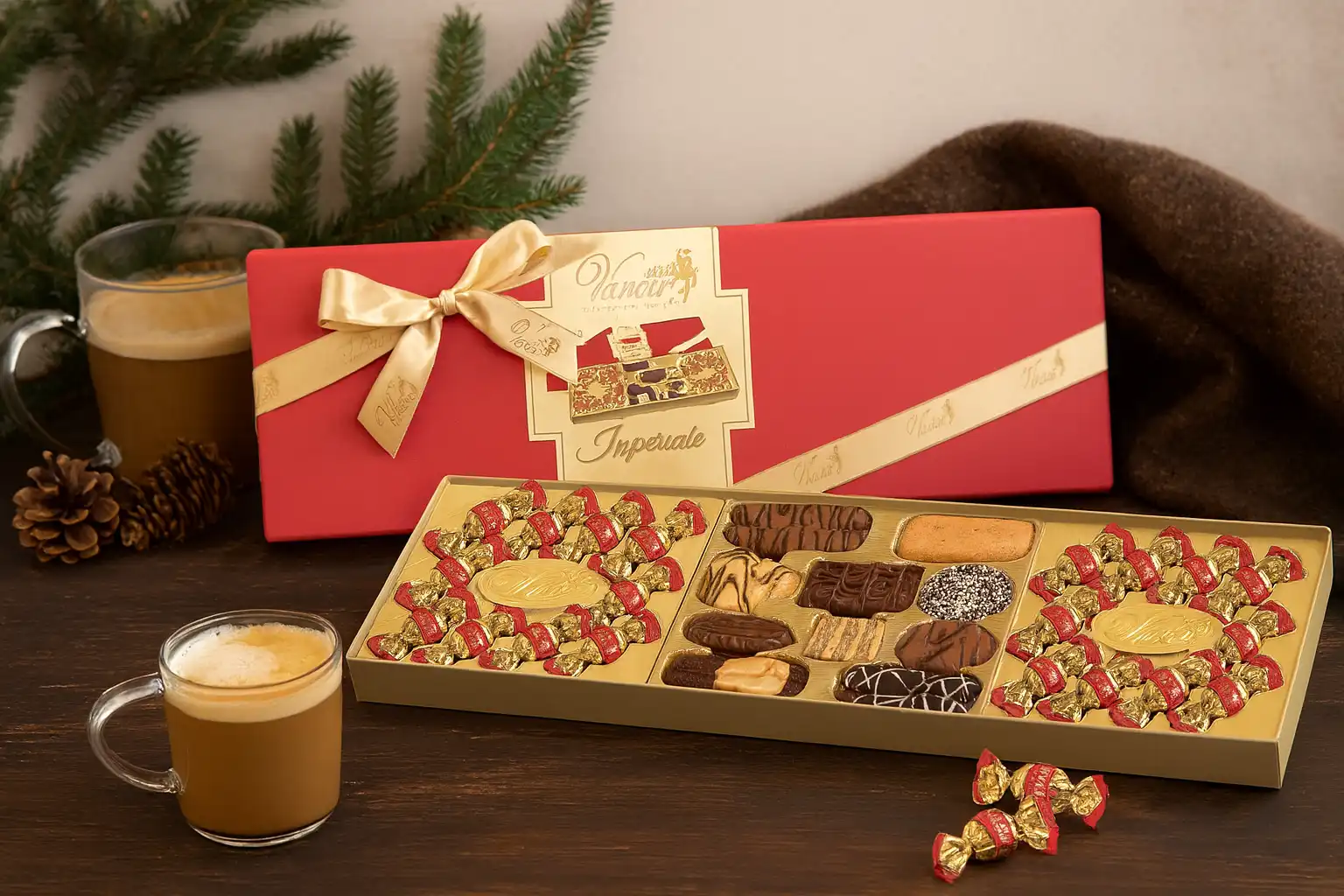 Vanoir Confezione Imperiale 430g Assortimento Pasticceria e Boules alla Nocciola