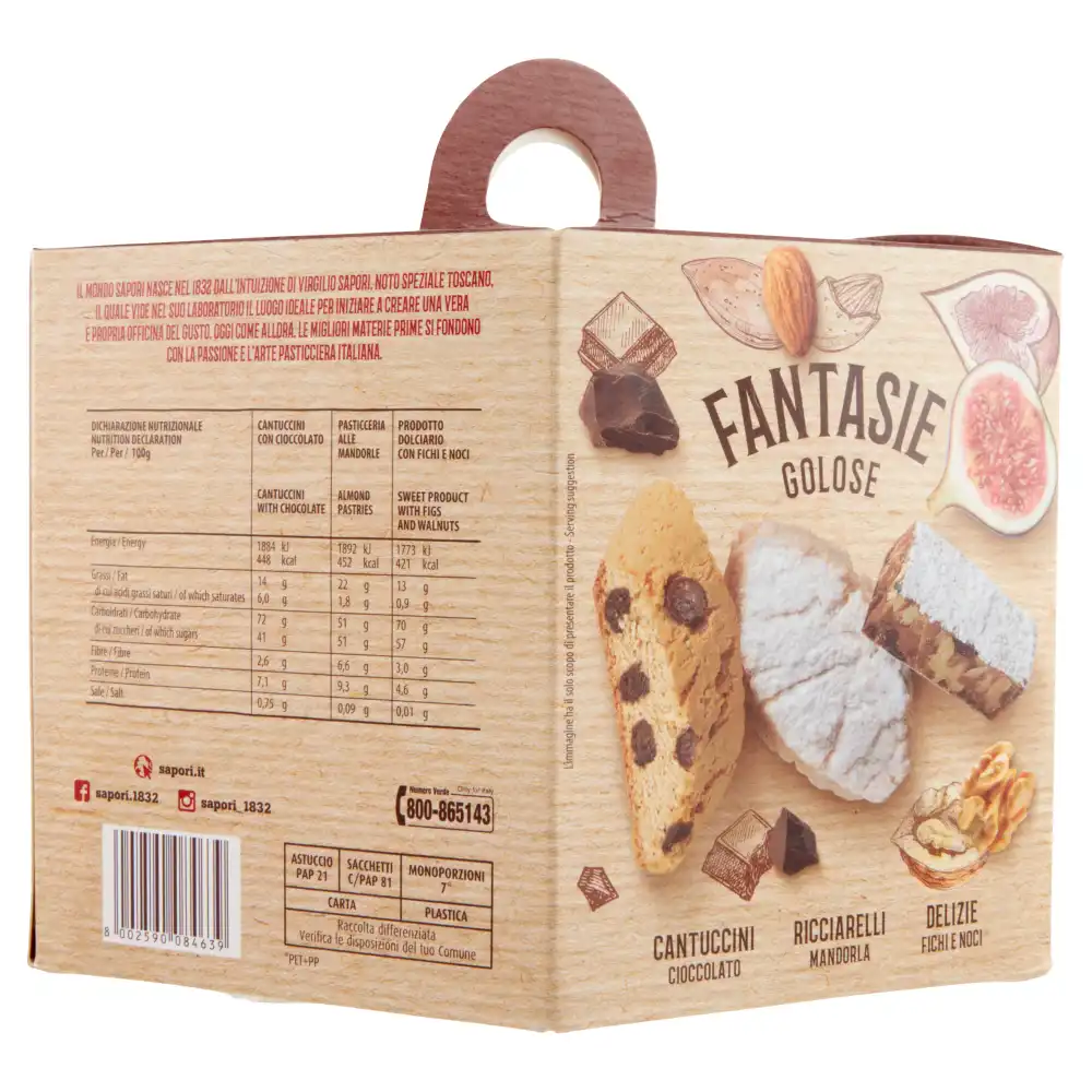 Sapori Fantasie Golose 381g Cantuccini Cioccolato Ricciarelli Fichi e Noci
