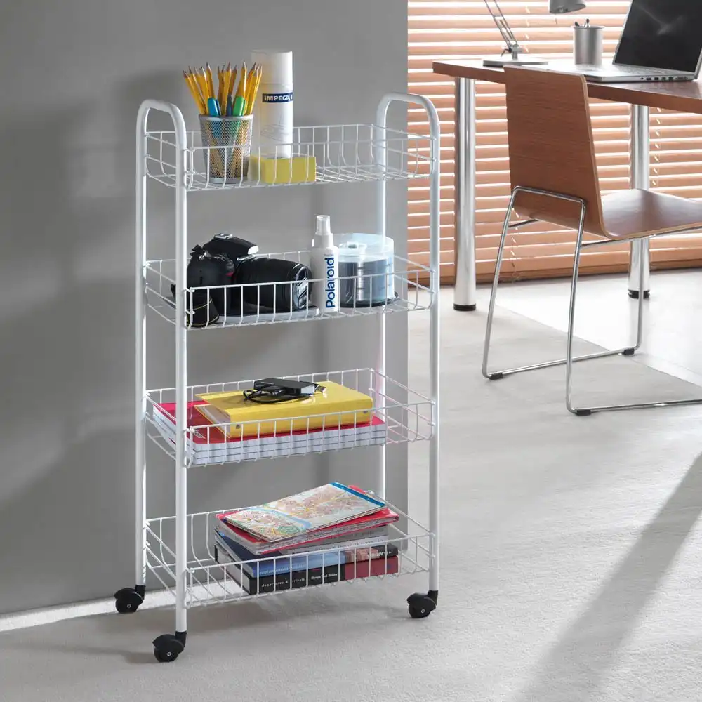 Metaltex Scaffaletto 4 Piani Pisa Carrello TuttoFare Multiuso Bianco