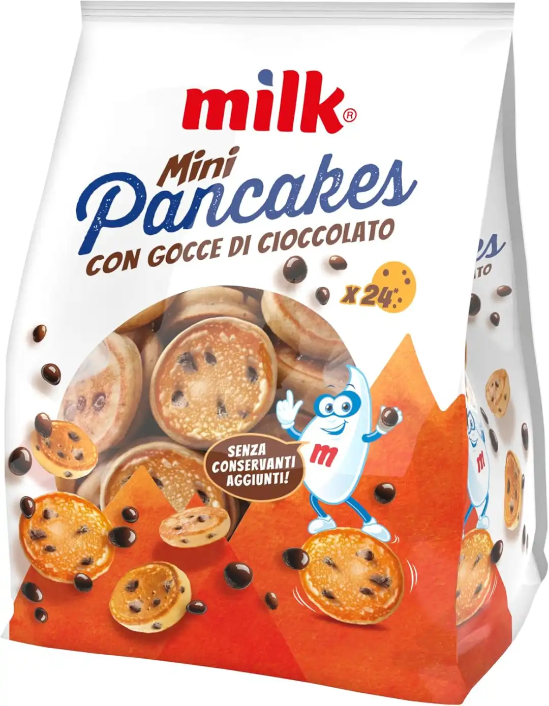 8x Mini Pancakes con Gocce di Cioccolato 200g Pronti Microonde Forno