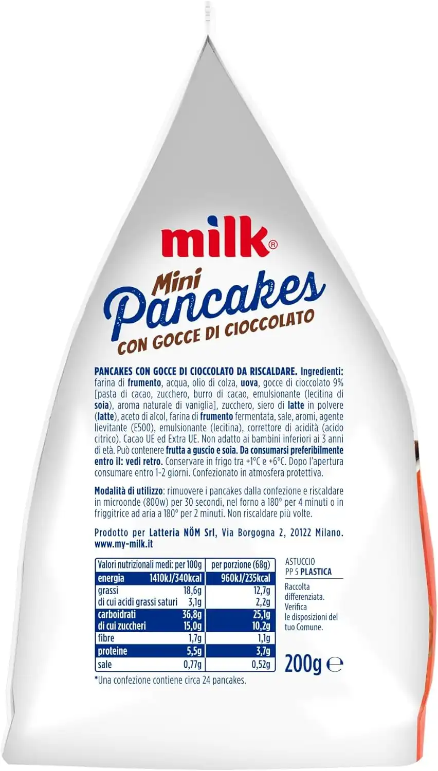8x Mini Pancakes con Gocce di Cioccolato 200g Pronti Microonde Forno