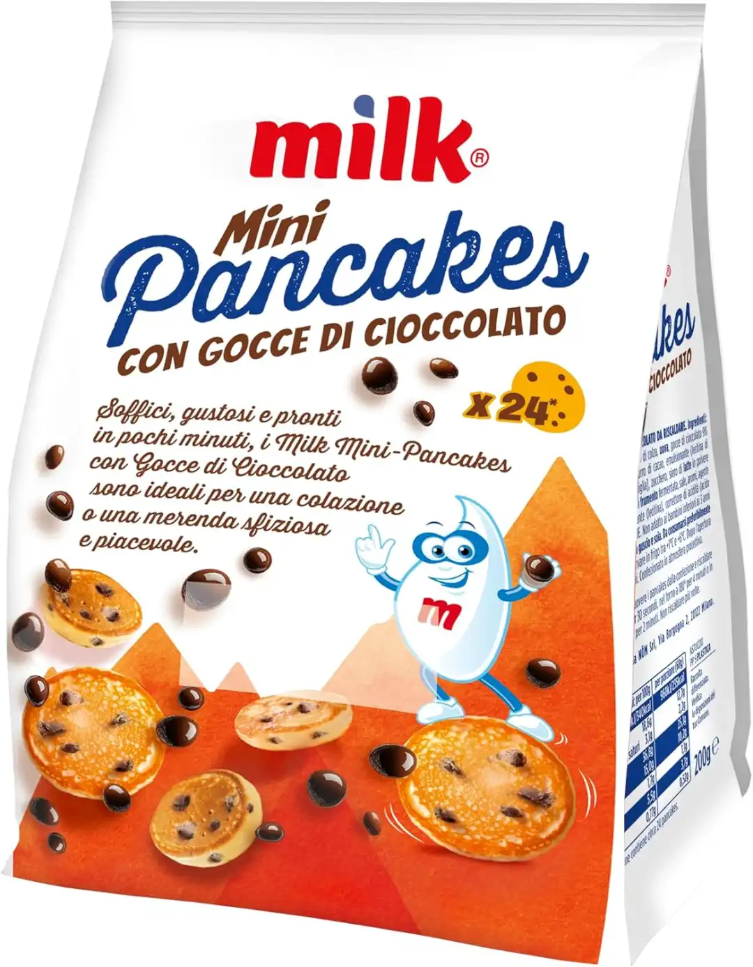 8x Mini Pancakes con Gocce di Cioccolato 200g Pronti Microonde Forno