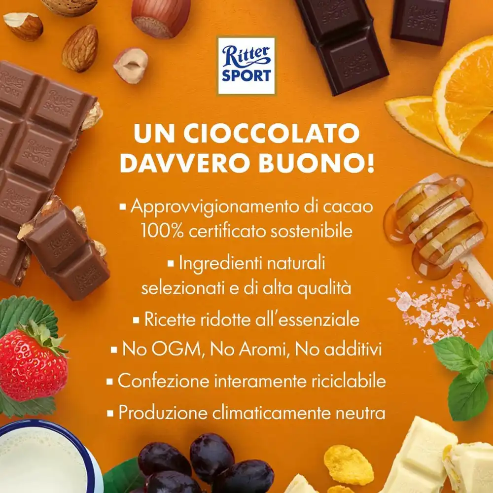 8 Pezzi Ritter Sport Mini Tower Colourful Mix Cioccolatini 150 g