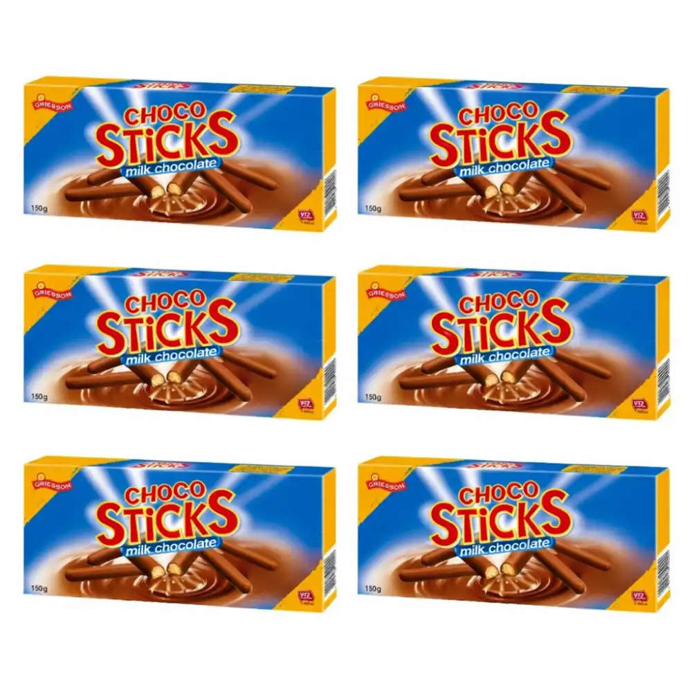 6x Griesson Choco Sticks Cioccolato al Latte – Biscotti Ricoperti 150 g