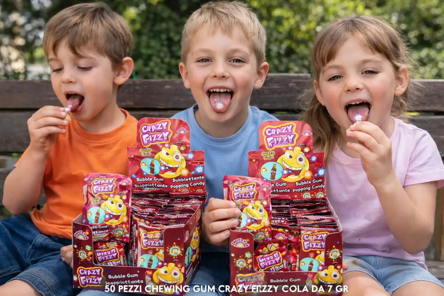 50 Pezzi Chewing Gum Crazy Fizzy Cola Scoppiettante Bubble Gum 7 g